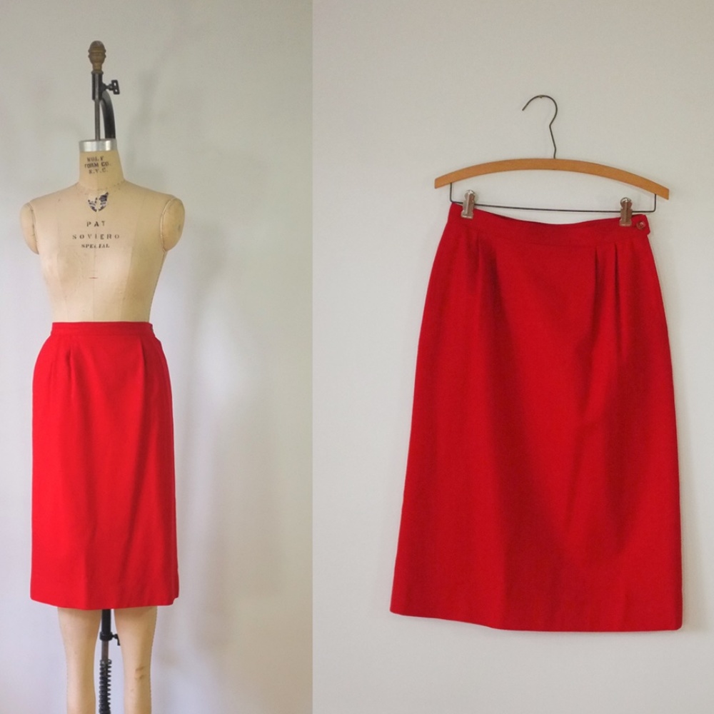 vintage pencil skirt | red pendleton wool skirt